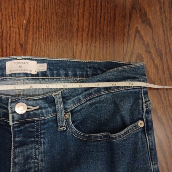 TOPMAN Men's Stretch Skinny Blue Denim with Button Fly Jeans Size 32/32 - Picture 5 of 7